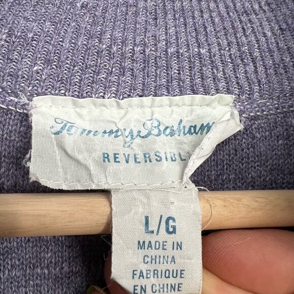 Tommy Bahama Mens Reversible Sweater 1/4 Zip Linen Blend Large Lavender Purple - Picture 7 of 10